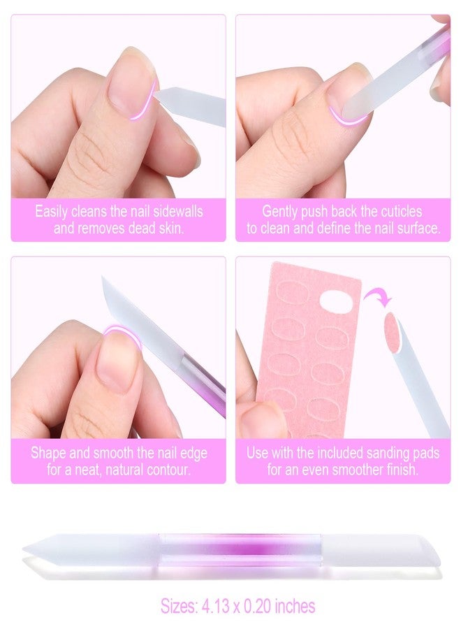 Furtherpretty Glass Nail File and Cuticle Pusher Set, Dual-Ended Crystal Cuticle Stick with Sanding Pads, Gentle Prep and Care Tools for Natural Nails, Home Manicure & Pedicure Salon Supplies (#1) - Image 3